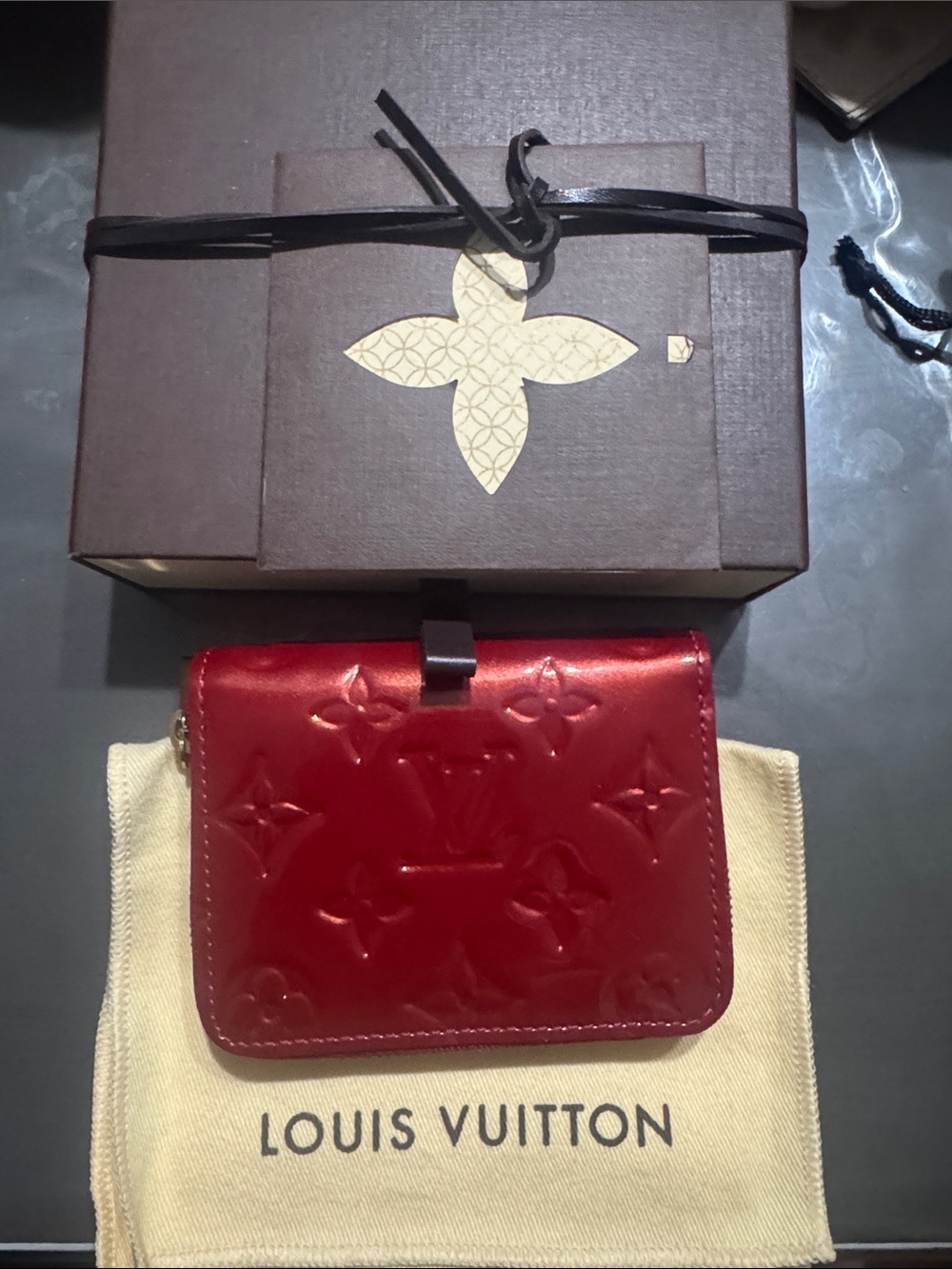 Louis Vuitton Red Patent Vernis Mini Wallet